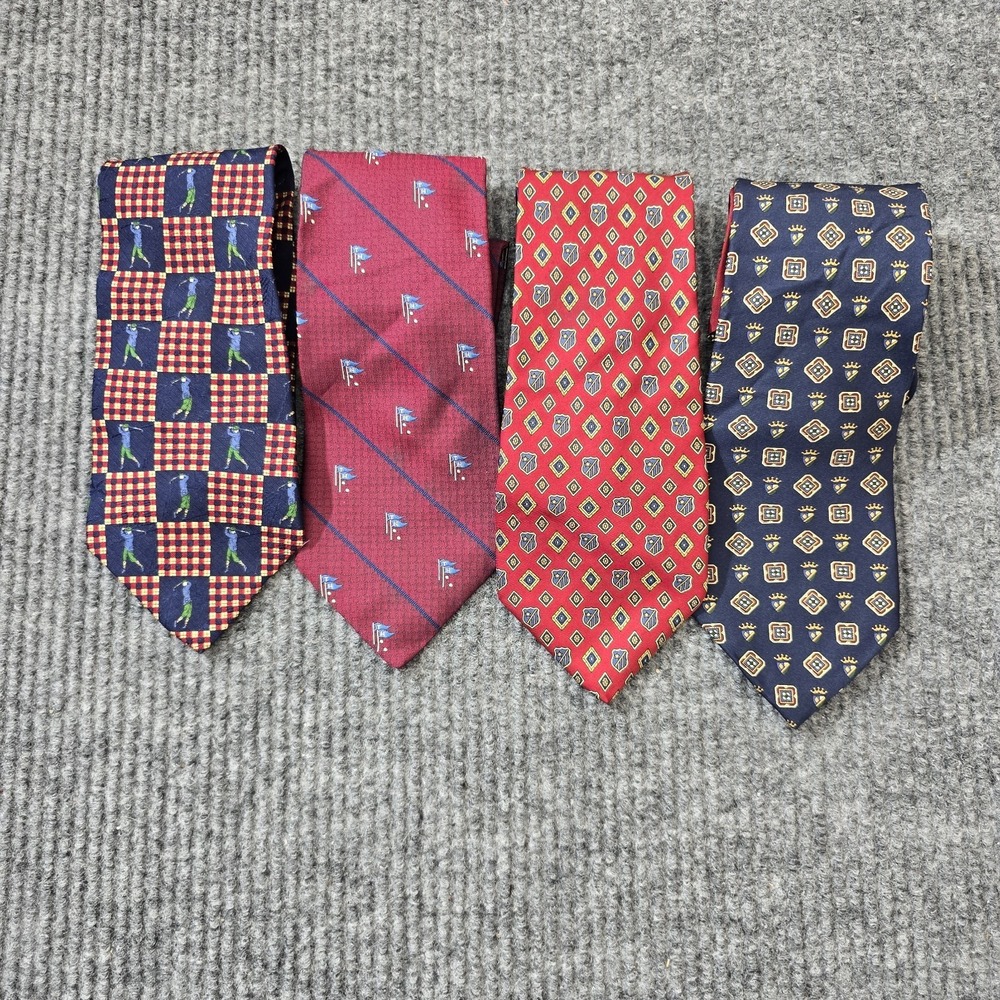Tommy Hilfiger Mens Ties‎ Lot of 4 Golf/Crest Shield Silk